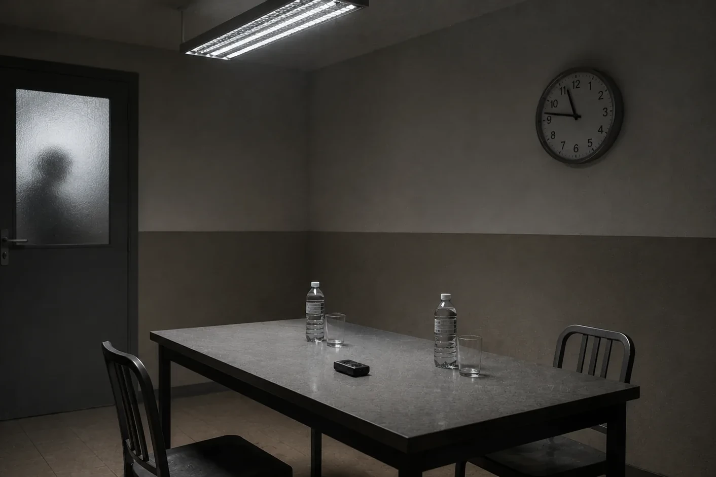 Una sala interrogatori vuota in una caserma di provincia