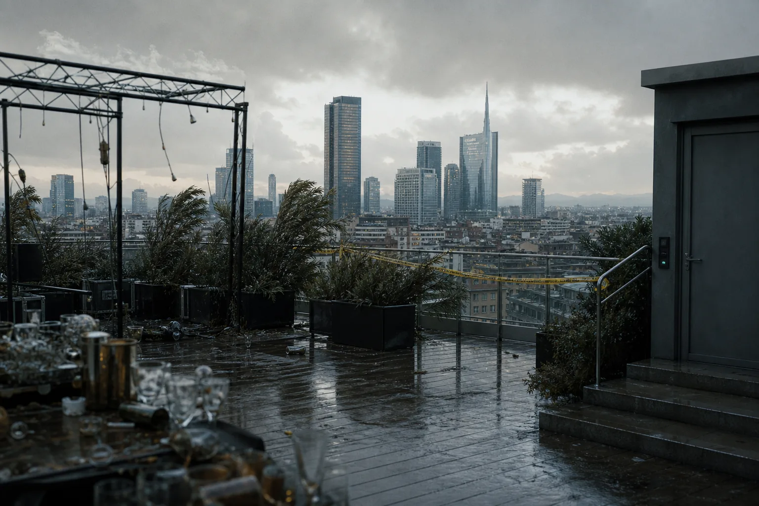 Rooftop di un grattacielo a Milano Porta Nuova di notte
