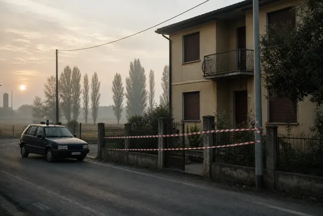 Una villetta della pianura padana al crepuscolo